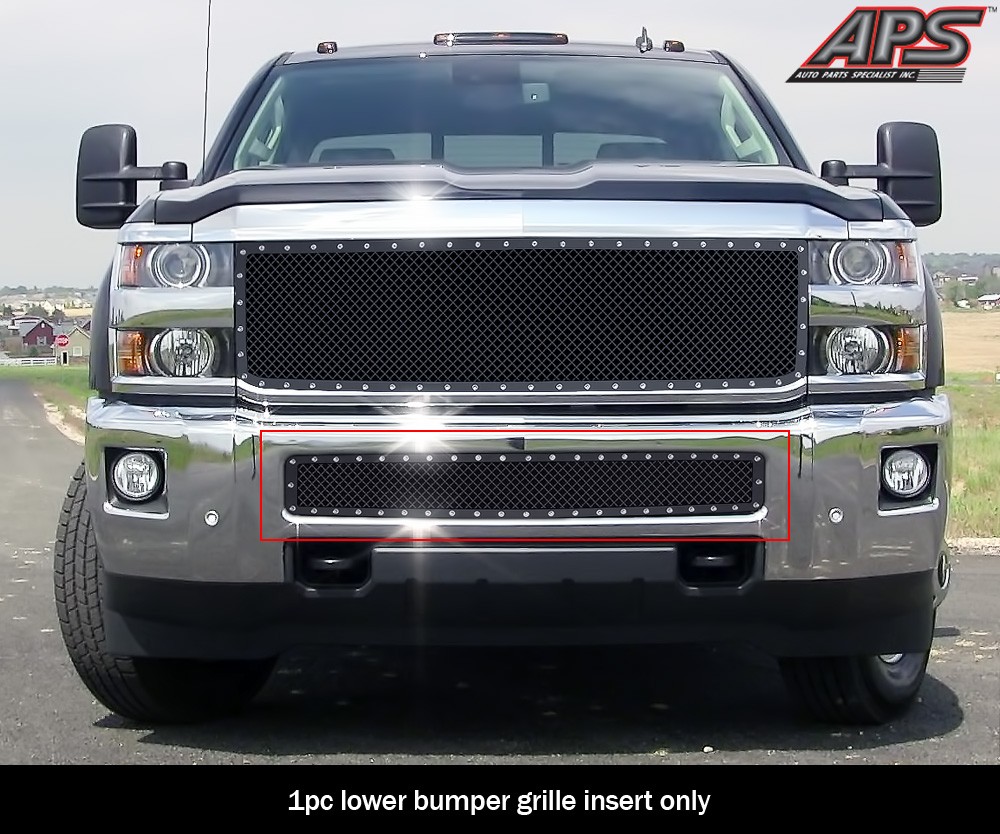 Fits Chevy Silverado Hd Hd Bumper Black Mesh Grille