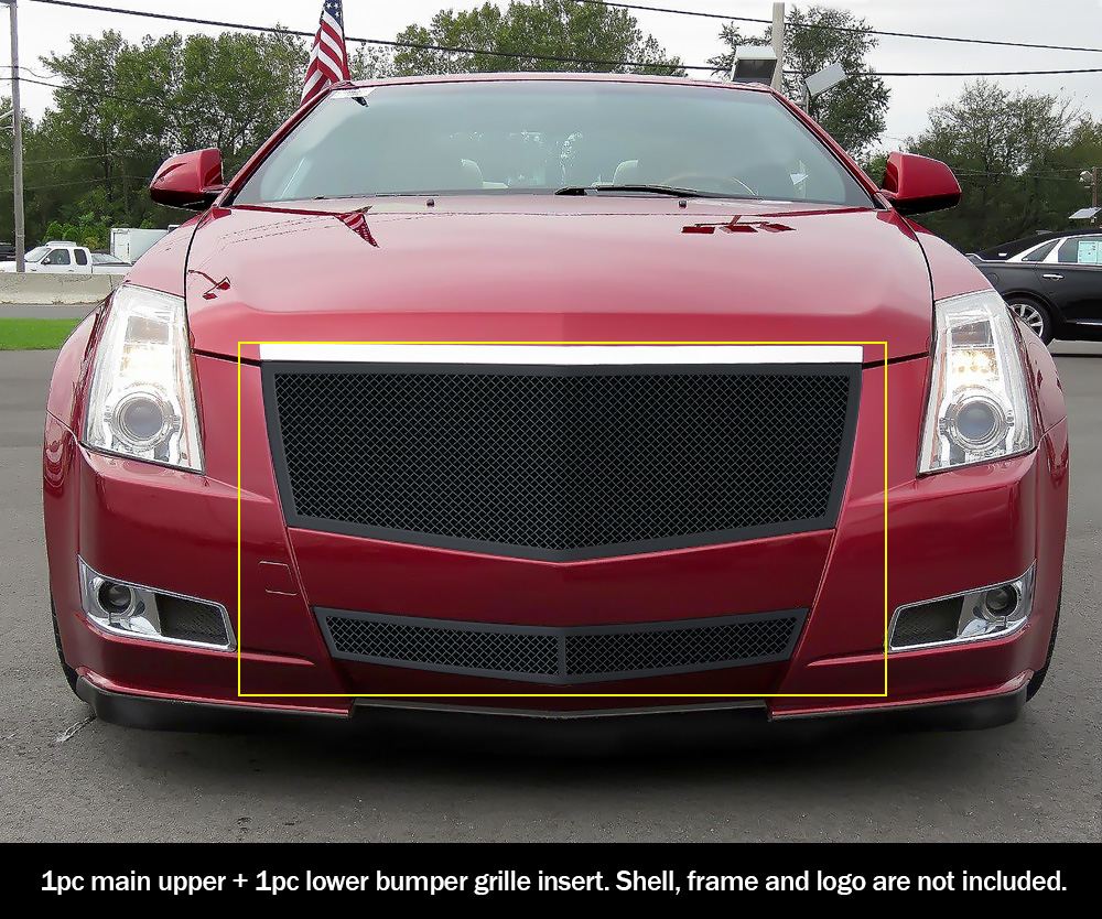 APS Compatible with 2008-2012 Chevy Malibu Stainless Steel No Frame Black Mesh Grille Insert S18-G08767C