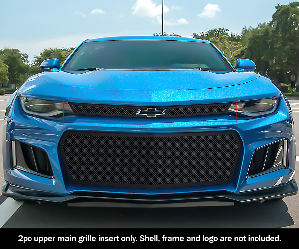 Fits 20192021 Chevy Camaro ZL1 Main Upper Stainless Black Mesh Grille