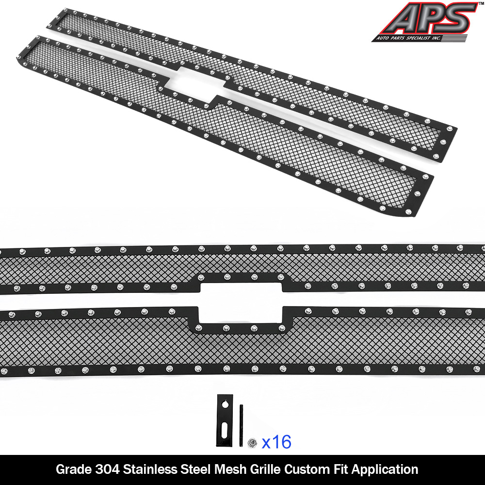 Fits 2015-2019 Chevy Silverado 2500HD/ 3500HD Stainless Black Mesh ...