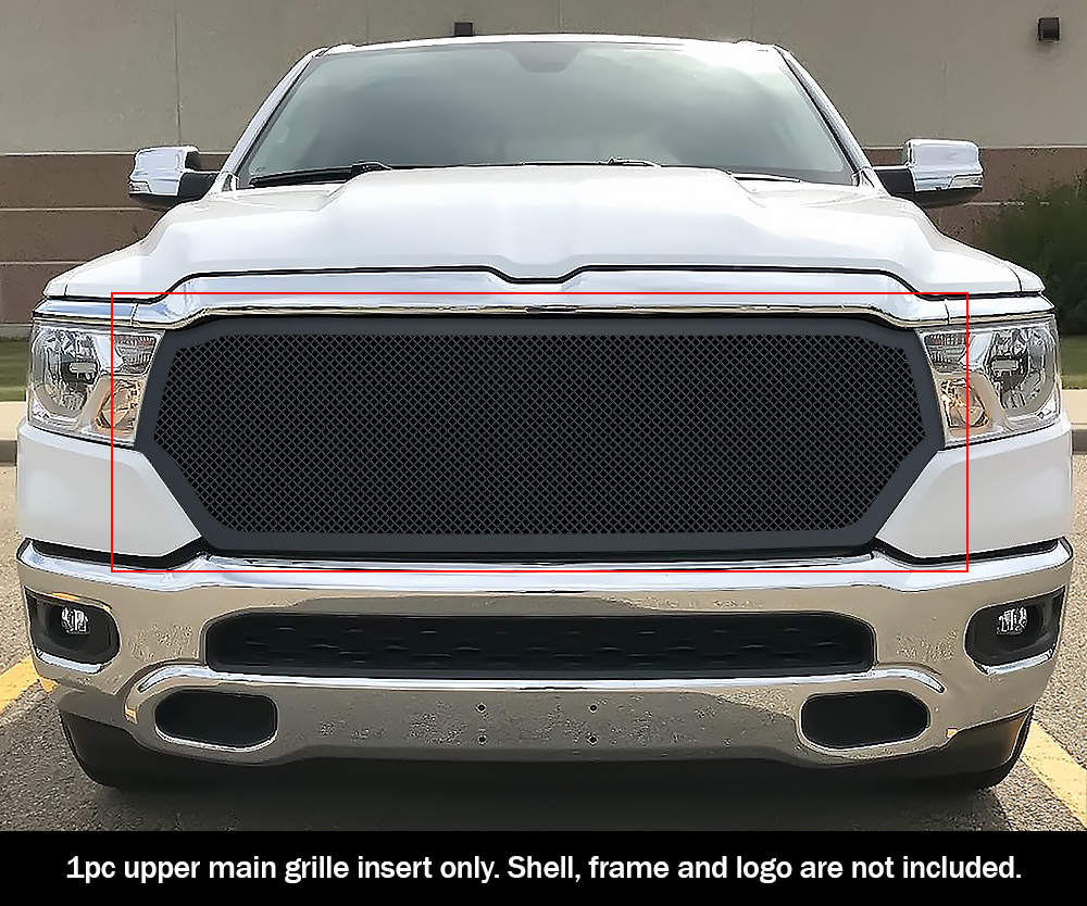 Fits 2019-2021 Dodge Ram 1500 Main Upper Stainless Black Mesh Grille ...