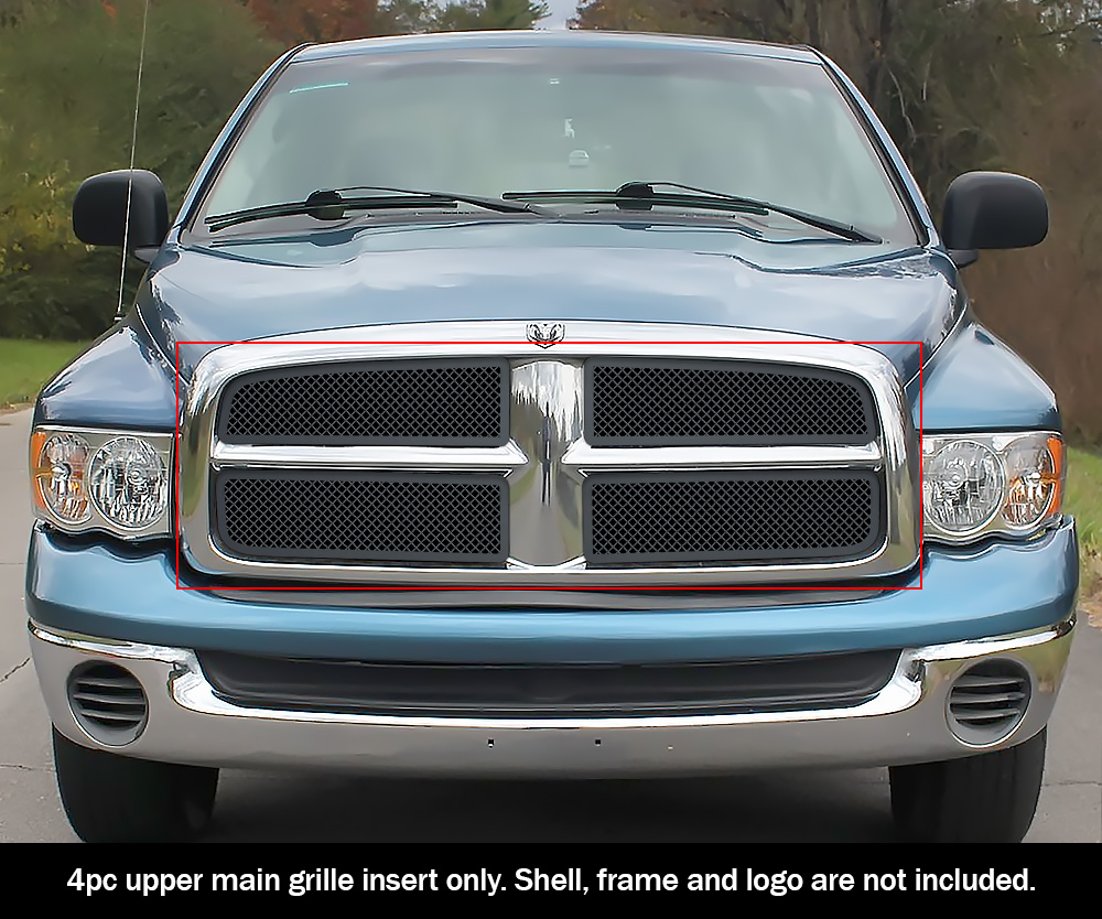 Fits 2002-2005 Dodge Ram Upper Stainless Black Mesh Grille Grill Insert ...