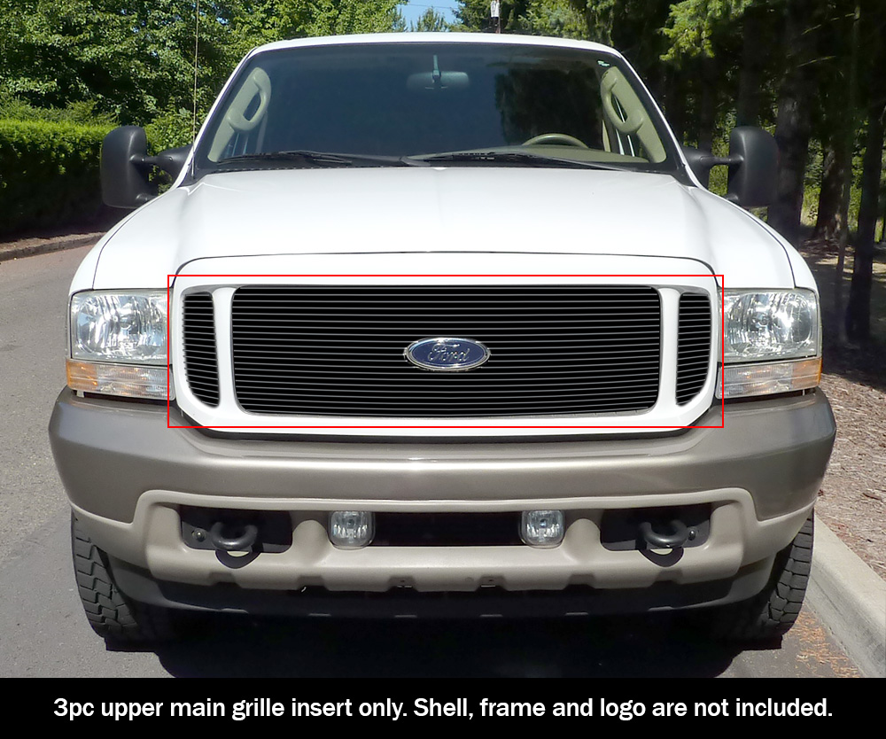APS Compatible with 1999-2004 Ford F250 F350 F450 Excursion Bumper Black Billet Grille Grill Insert