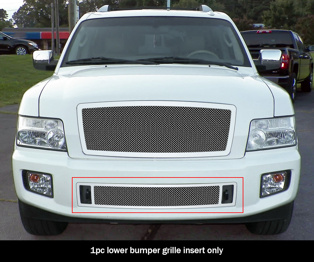 APS Compatible with 04-10 Infiniti QX56 Stainless Steel Mesh Grille Combo N77903T