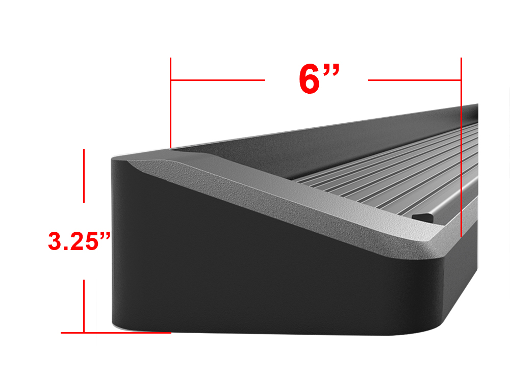APS IBoard 6" Black Side Steps For Chevy Silverado / GMC Sierra Crew Cab 2007-2018