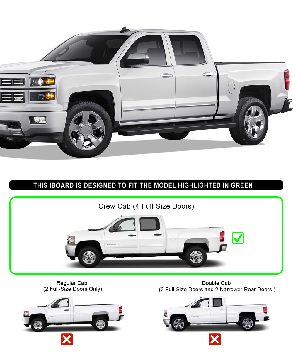 length of f150 crew cab 5 5 bed on Wheel To Wheel Running Boards 5in Fit 07 18 Silverado Sierra Crew Cab 5 5ft Bed Ebay
