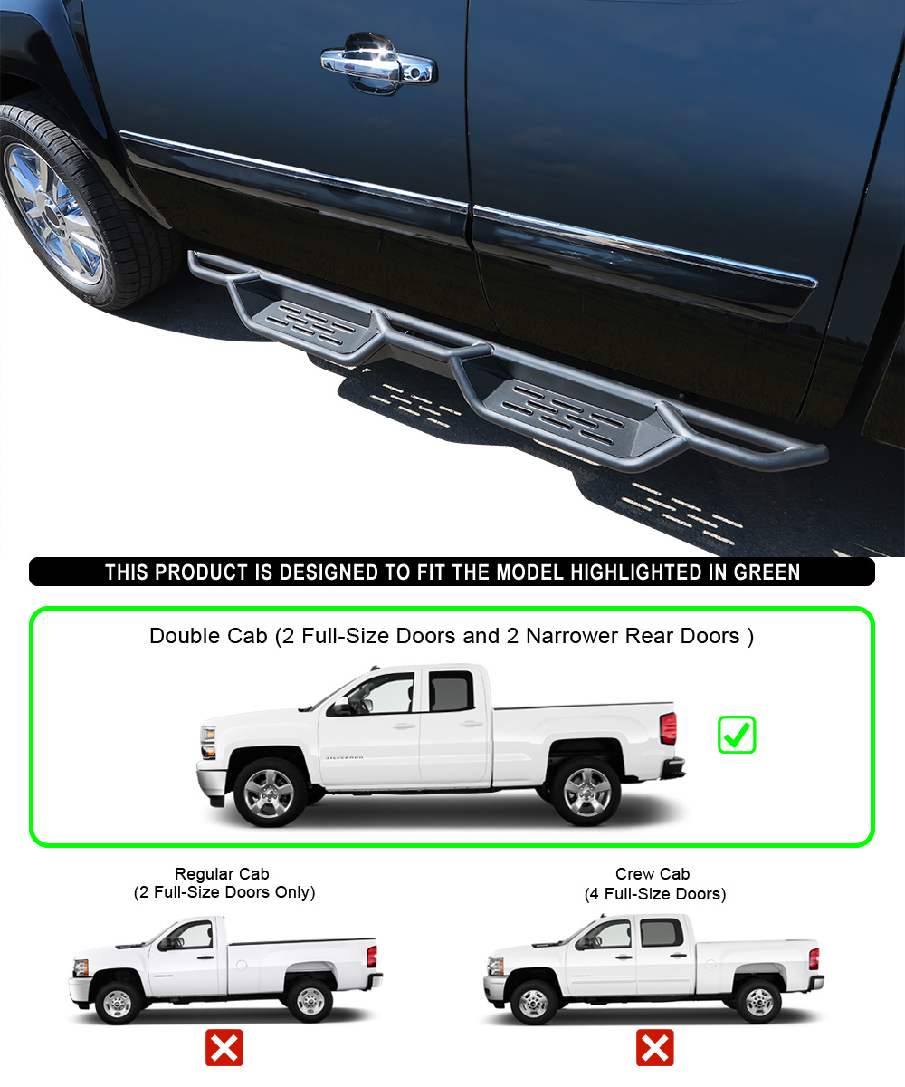 Aps Black Running Boards For 2007 2019 Chevy Silverado Gmc Sierra 1500 2500hd Ebay 5524