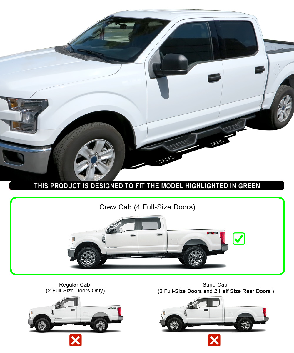 ford 2 door pickup truck on Black Nerf Bar Steps For 15 20 Ford F 150 F 250 F 350 F 450 F 550 Super Duty Car Truck Exterior Parts Bennysberries Nerf Bars Running Boards