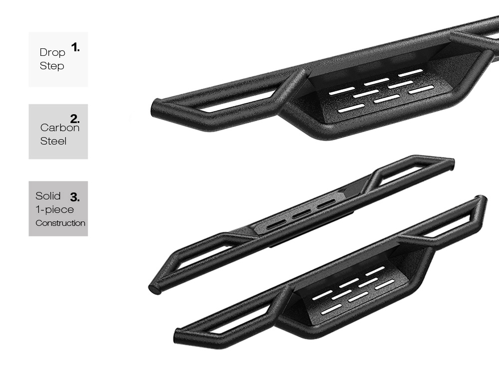 TROPOW Black Nerf Bars For 1987-2006 Jeep Wrangler TJ – 2-Door Running Boards With Hardware
