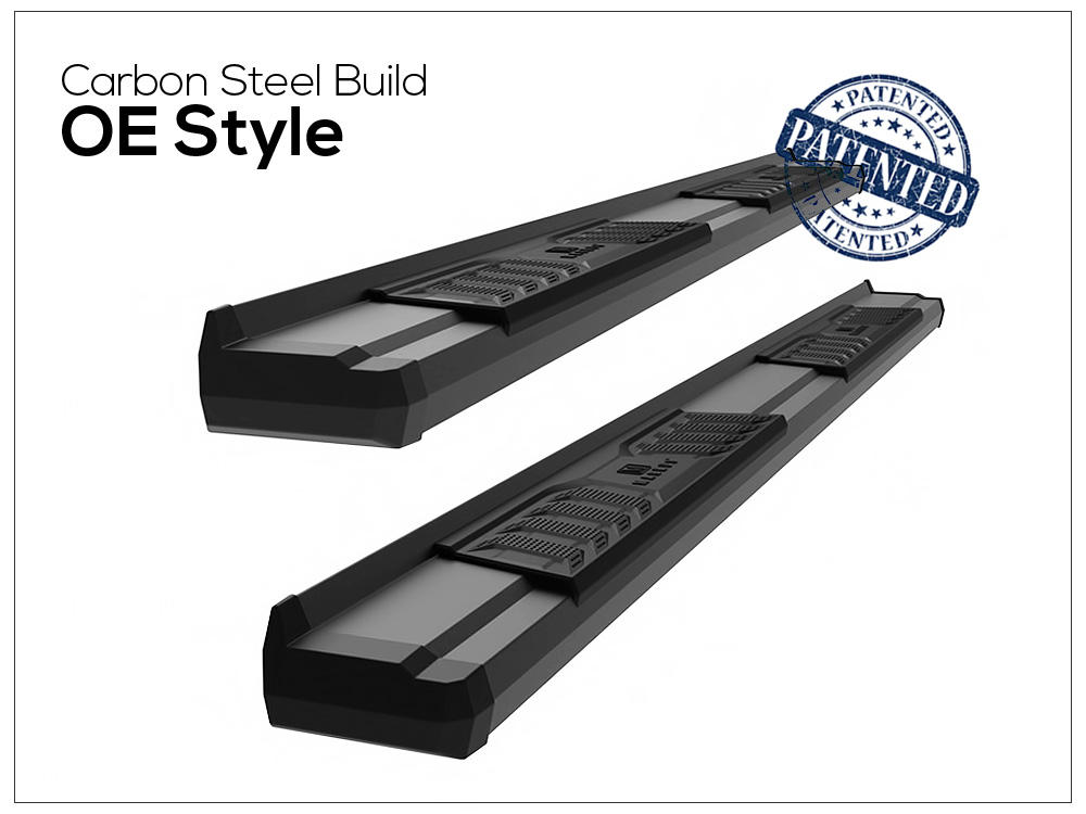 APS Black Nerf Bar Running Boards – Fits 2021-2024 Ford Bronco 4-Door (6" Wide)