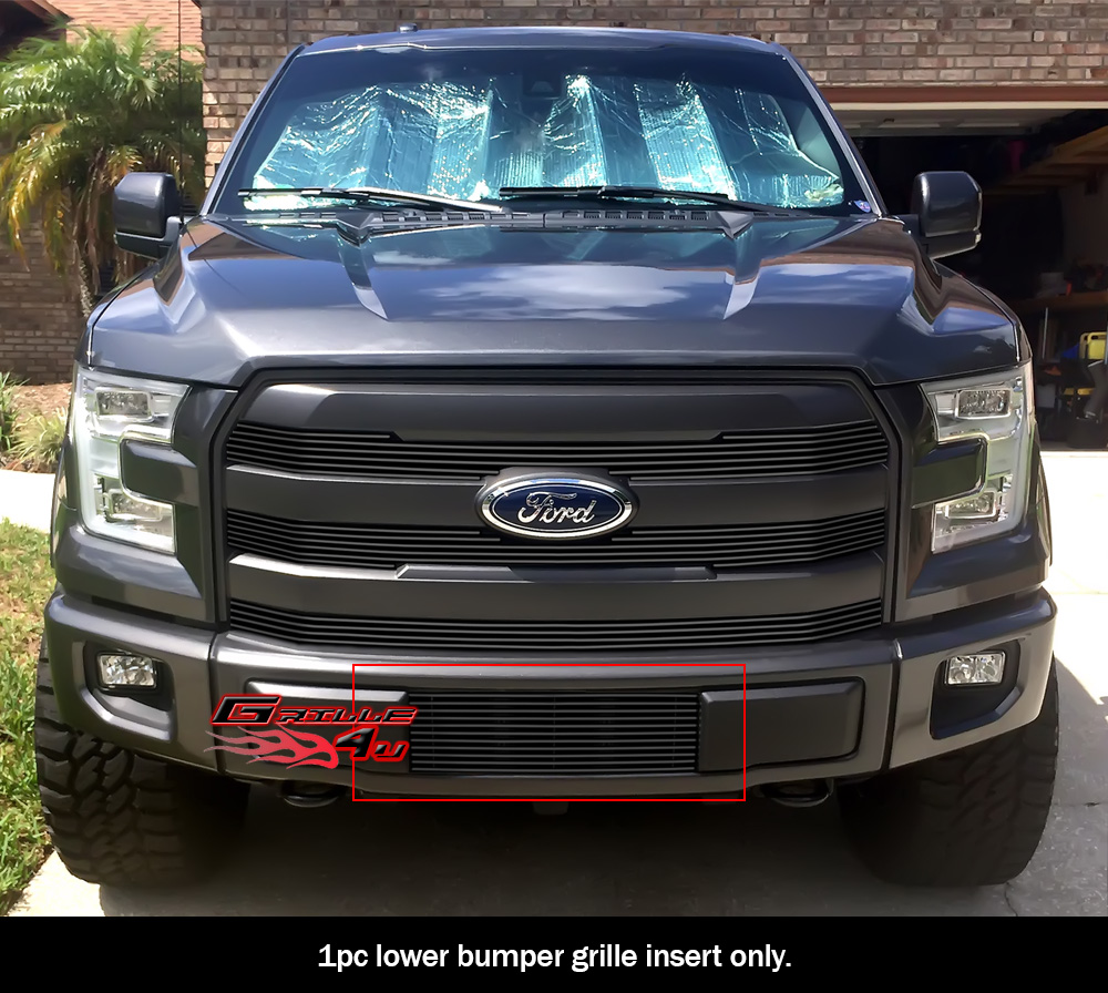 Fits 2015-2017 Ford F-150 All model Black Bumper Billet Grille Insert ...