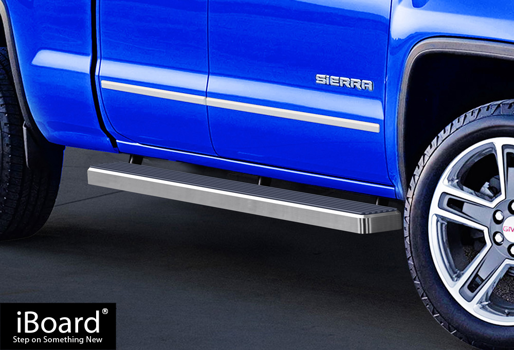 Premium 4/" Black iBoard Side Steps Fit 07-18 Silverado//Sierra Double Cab