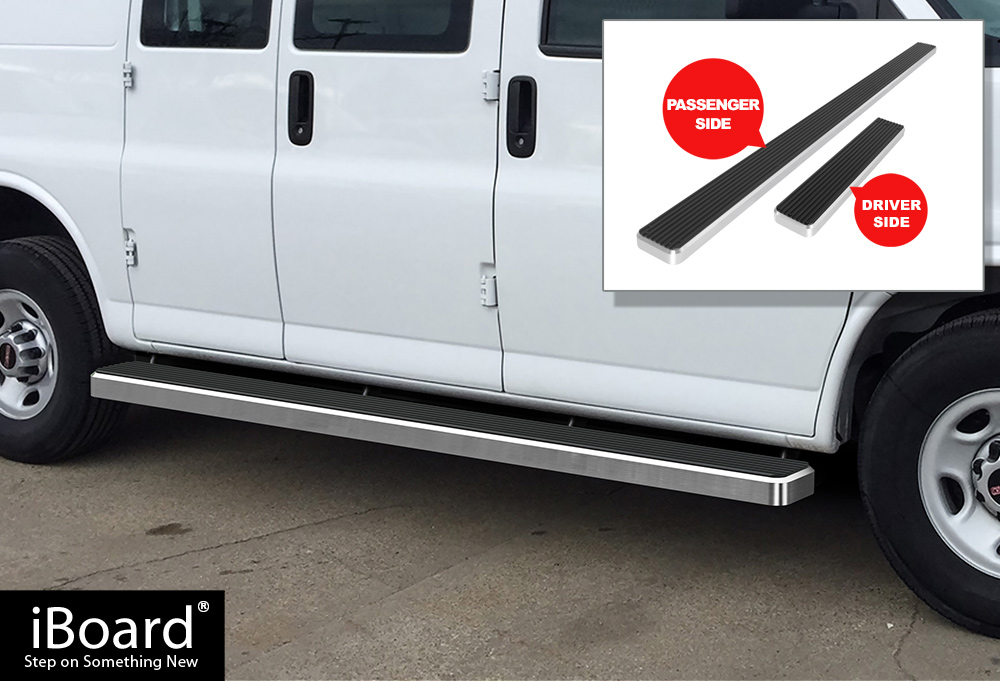 iBoard Running Boards 6 inches Silver Fit 03-21 Chevy Express GMC