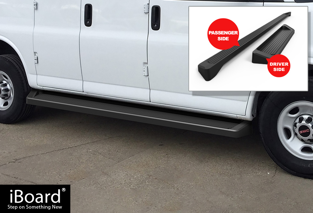 iBoard Running Boards 6 inches Matte Black Fit 03-21 Chevy Express GMC