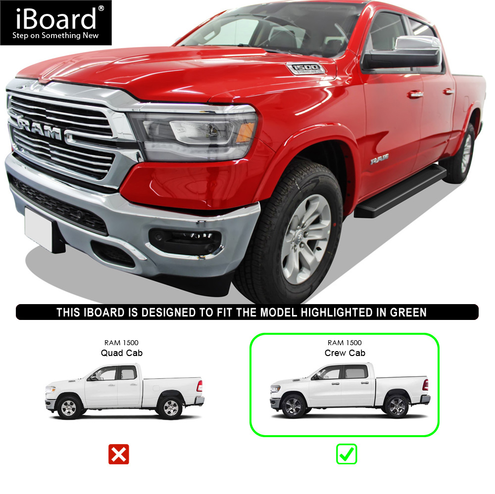 Nerf Bars | Side Steps | Side Bars APS iBoard Running Boards 5 Custom Fit 2019-2020 Ram 1500 Crew Cab Pickup 4Dr for New Body Style ONLY Will Not Fit 2018 Model Build in 2019