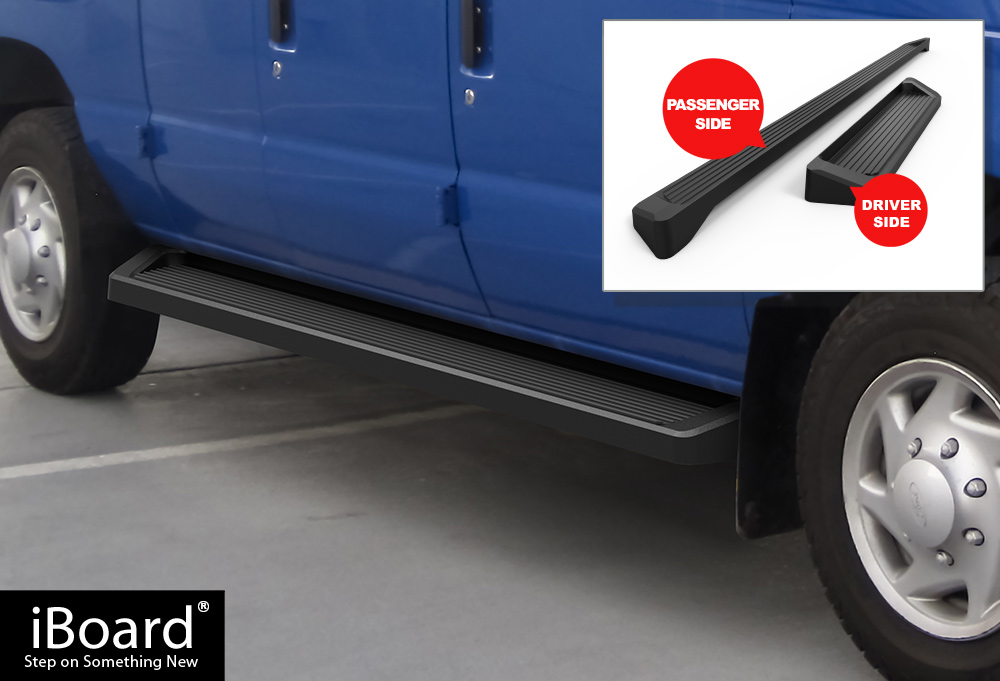 iBoard Running Boards 6inch Matte Black Fit 9914 Ford Econoline Full