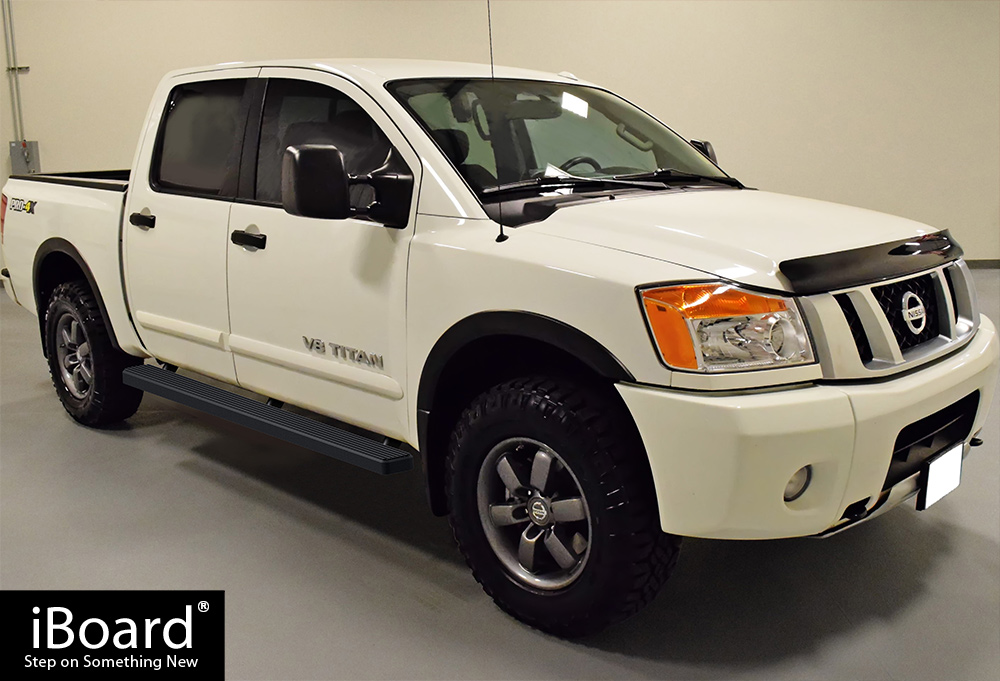 Stain Black 4" iBoard Side Step Nerf Bar Fit 0421 Nissan Titan Armada Crew Cab eBay